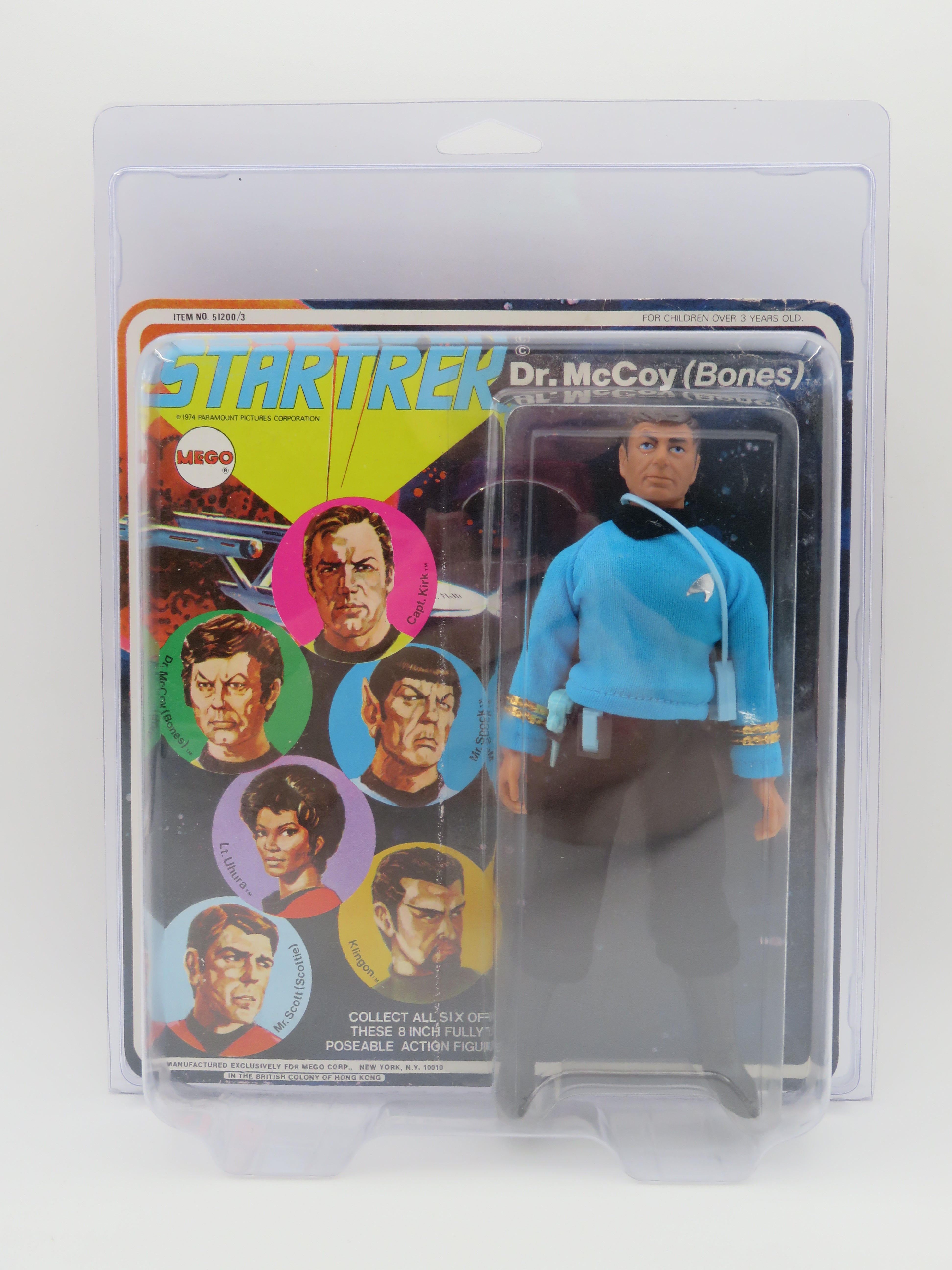 STAR TREK Dr. McCoy (Bones) 8" Action Figure - Mego Corp. (1974) Series 1 Vintage Toy